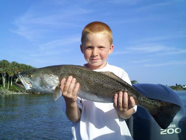 read head boy with big sea trout